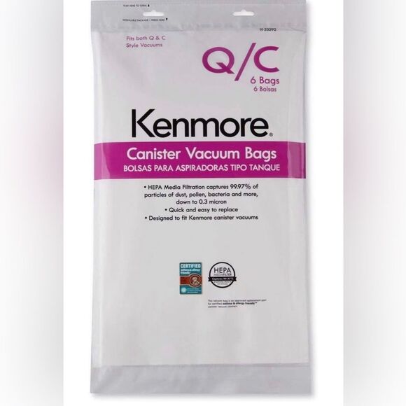 Sears Genuine 6-Pack Кеnmоrе Canister Vacuum Bags 53292 Type Q/C - Picture 1 of 5
